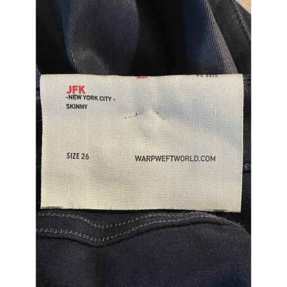 $98 Warp + Weft JFK Skinny Jeans Dark Navy Coated Stretch Denim Size 2 26x28 NWT - Picture 7 of 11